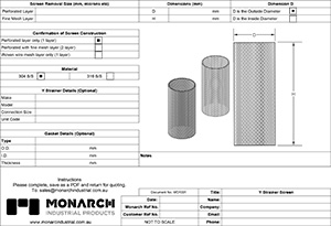 Replacement Y Strainer Screen or Y Strainer Element